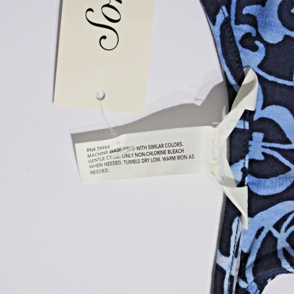 Soma Sleeveless Casual Smocked Mini Dress Blue Floral Hippie Boho Women Size XL - Picture 6 of 10